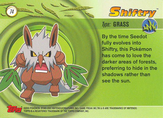 Shiftry - 74 - Topps - Pokemon Advanced - back