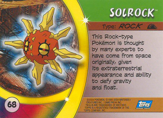Solrock - 68 - Topps - Pokemon Advanced Challenge - back