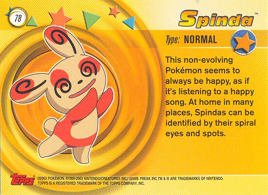 Spinda - 78 - Topps - Pokemon Advanced - back