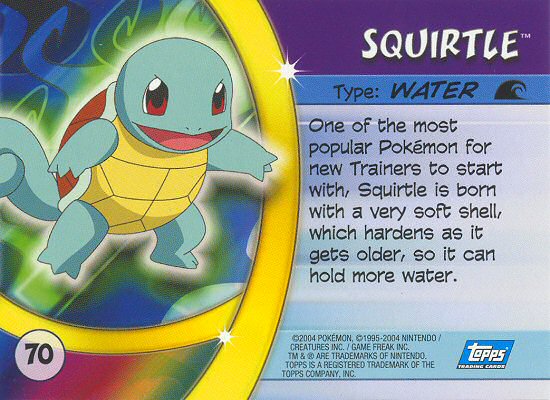 Squirtle - 70 - Topps - Pokemon Advanced Challenge - back