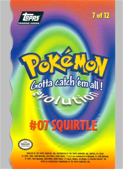 Squirtle - 7 of 12 - Topps - Pokemon the first movie - back