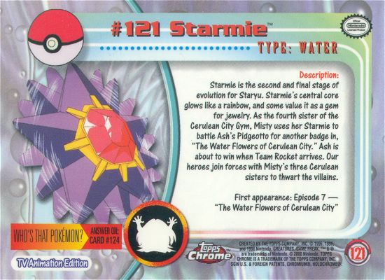 Starmie - 121 - Topps - Chrome series 2 - back