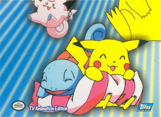 Squirtle sleeping and Pikachu - P05 of 6 - Topps - Series 3 - front