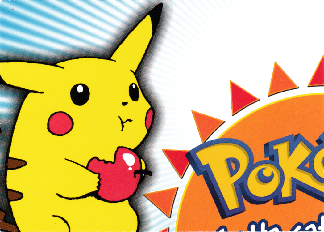 Pikachu holding apple - P01 of 6 - Topps - Series 3 - front