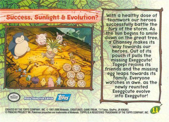 Sunlight & Evolution? - 11 - Topps - Pokemon the Movie 2000 - front
