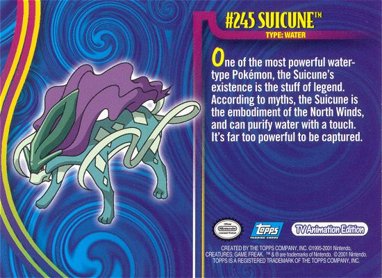 Suicune - 245 - Topps - Johto League Champions - back