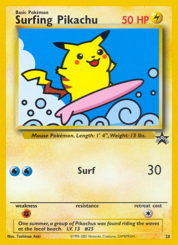 Check the actual price of your Surfing Pikachu 28 Pokemon card