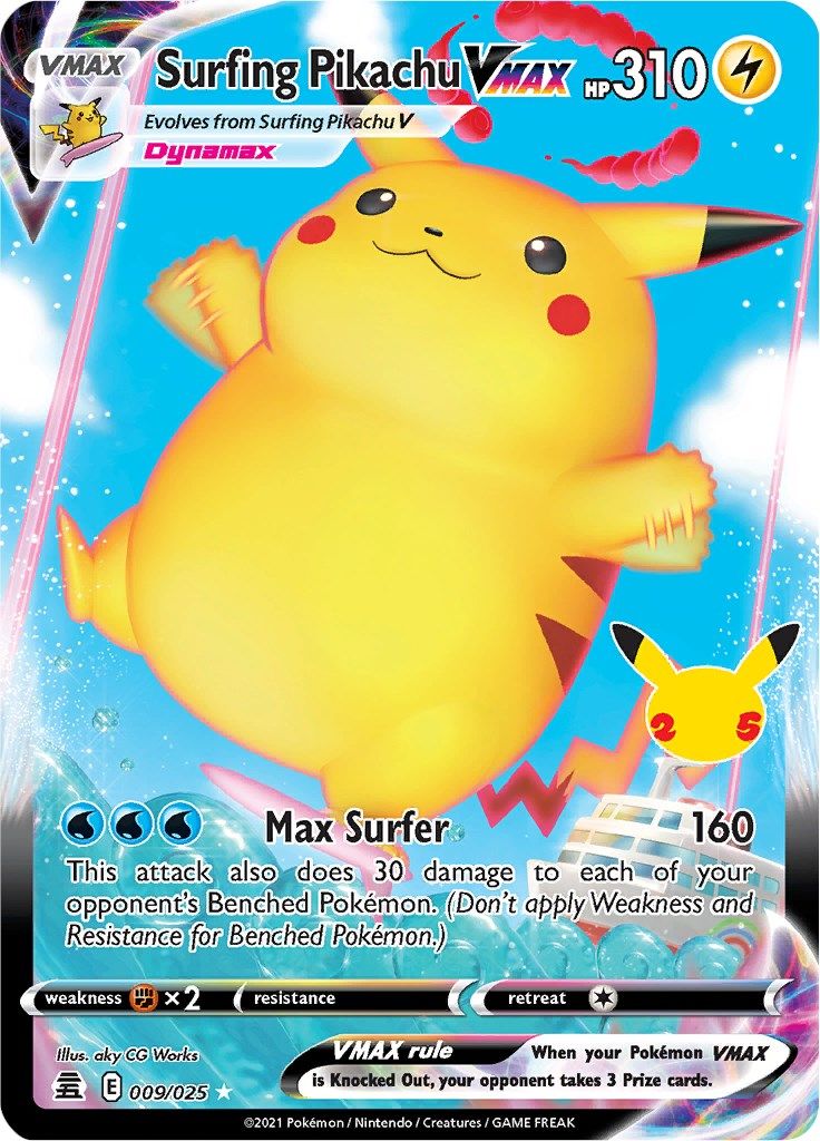 Check the actual price of your Surfing Pikachu VMAX 009/025 Pokemon card