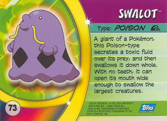 Swalot - 73 - Topps - Pokemon Advanced Challenge - back