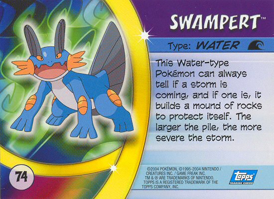 Swampert - 74 - Topps - Pokemon Advanced Challenge - back