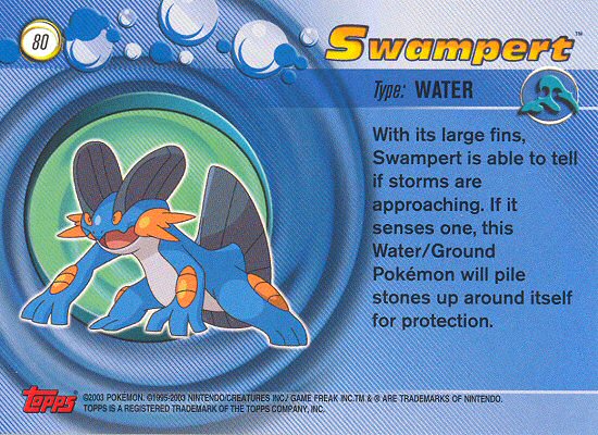 Swampert - 80 - Topps - Pokemon Advanced - back