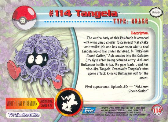 Tangela - 114 - Topps - Series 2 - back