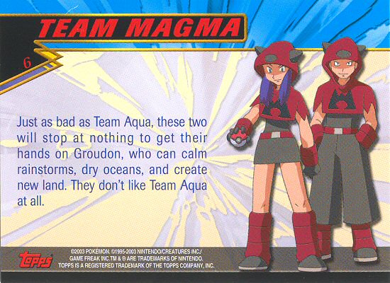 Team Magma - 6 - Topps - Pokemon Advanced - back
