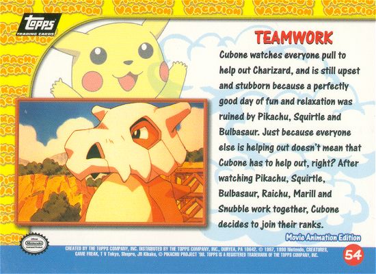 Teamwork - 54 - Topps - Pokemon the first movie - back
