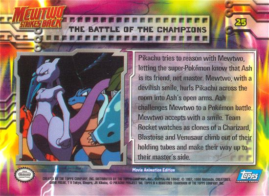 The Battle of the Champions - 25 - Topps - Pokemon the first movie - back
