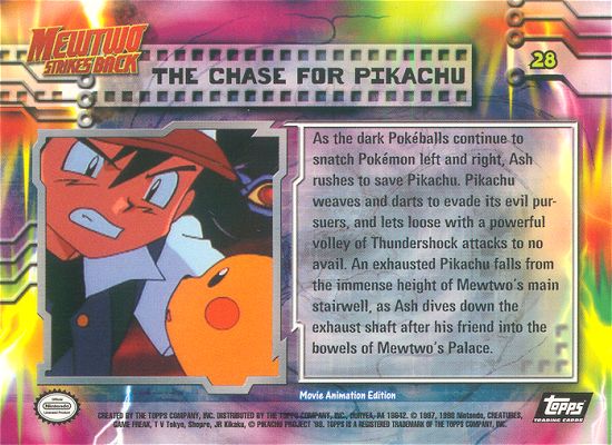The Chase for Pikachu - 28 - Topps - Pokemon the first movie - back