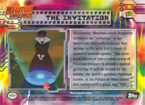 The Invitation - 13 - Topps - Pokemon the first movie - back
