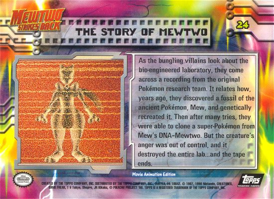 The Story of Mewtwo - 24 - Topps - Pokemon the first movie - back