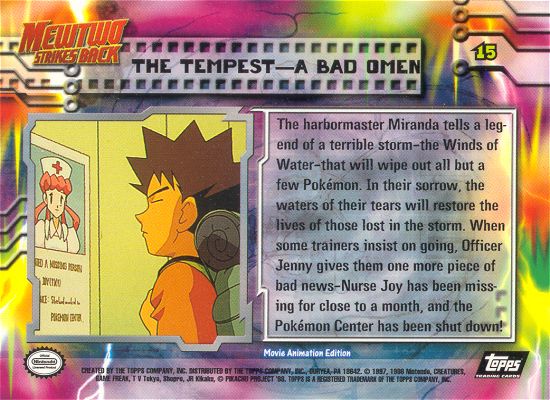 The Tempest–A Bad Omen - 15 - Topps - Pokemon the first movie - back