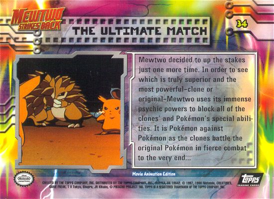 The Ultimate Match - 34 - Topps - Pokemon the first movie - back