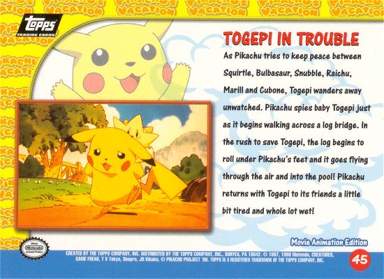 Togepi in Trouble - 45 - Topps - Pokemon the first movie - back