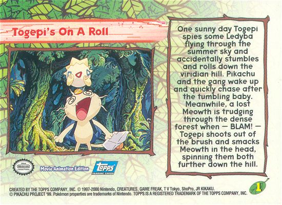 Togepi's On A Roll - 1 - Topps - Pokemon the Movie 2000 - back