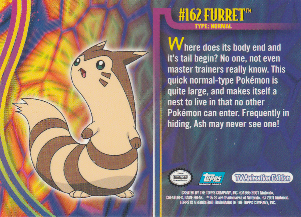 Furret - 162 - Topps - Johto series - back