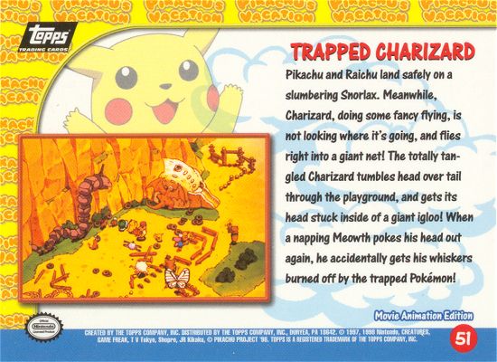 Trapped Charizard - 51 - Topps - Pokemon the first movie - back
