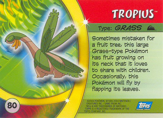 Tropius - 80 - Topps - Pokemon Advanced Challenge - back