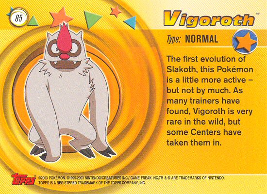 Vigoroth - 85 - Topps - Pokemon Advanced - back