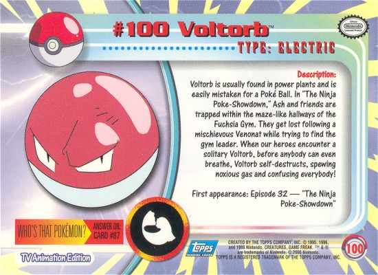 Voltorb - 100 - Topps - Series 2 - back