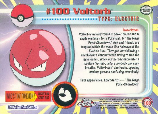 Voltorb - 100 - Topps - Chrome series 2 - back