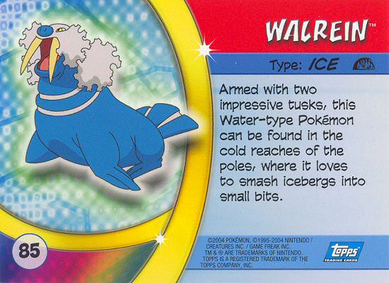 Walrein - 85 - Topps - Pokemon Advanced Challenge - back