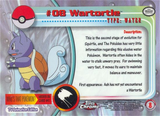 Wartortle - 08 - Topps - Chrome series 1 - back