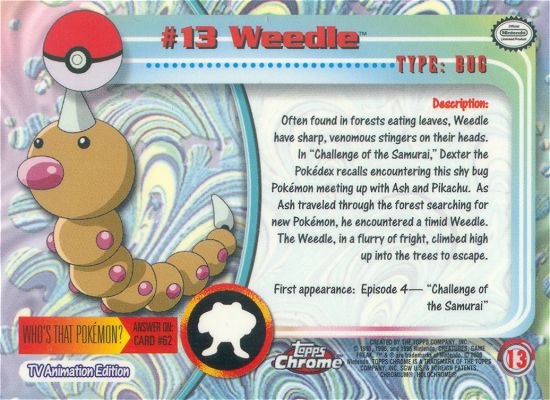 Weedle - 13 - Topps - Chrome series 1 - back