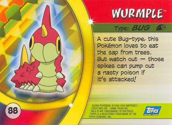 Wurmple - 88 - Topps - Pokemon Advanced Challenge - back