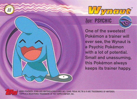 Wynaut - 88 - Topps - Pokemon Advanced - back