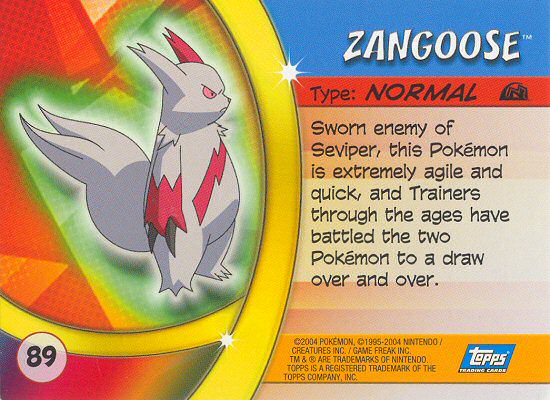 Zangoose - 89 - Topps - Pokemon Advanced Challenge - back