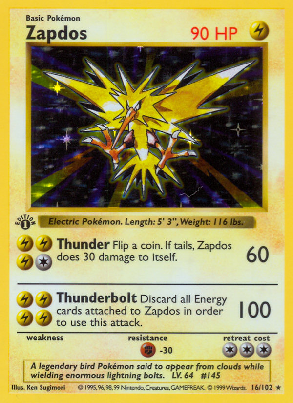 Zapdos Base set First Edition