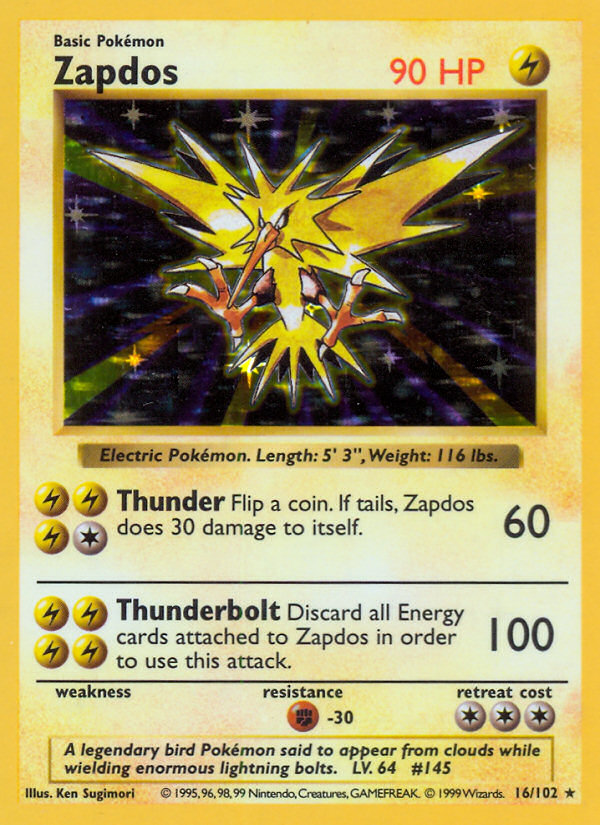 Zapdos Base set Shadowless