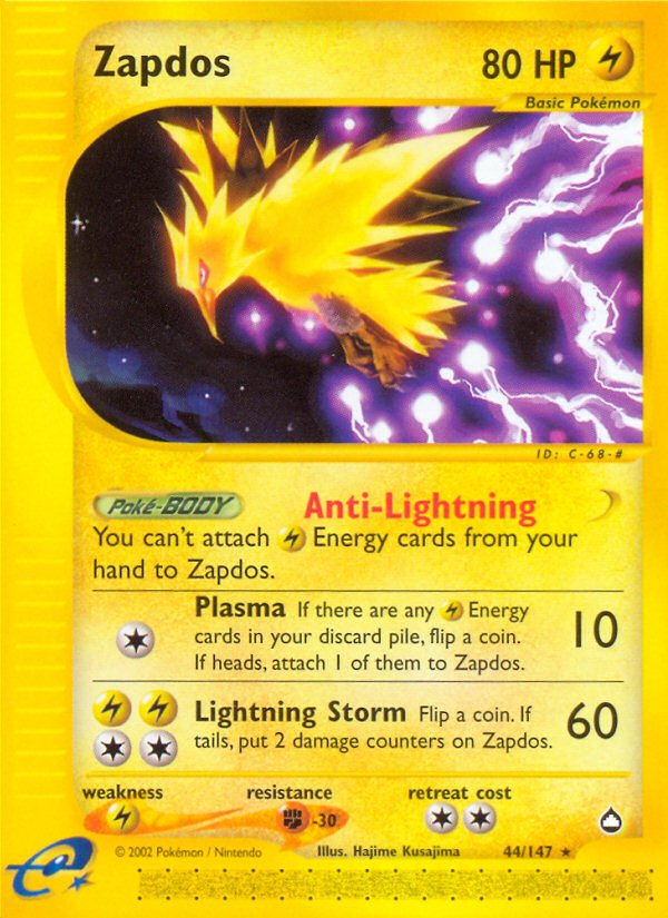 Card Zapdos-EX 48/135 da coleção Plasma Storm