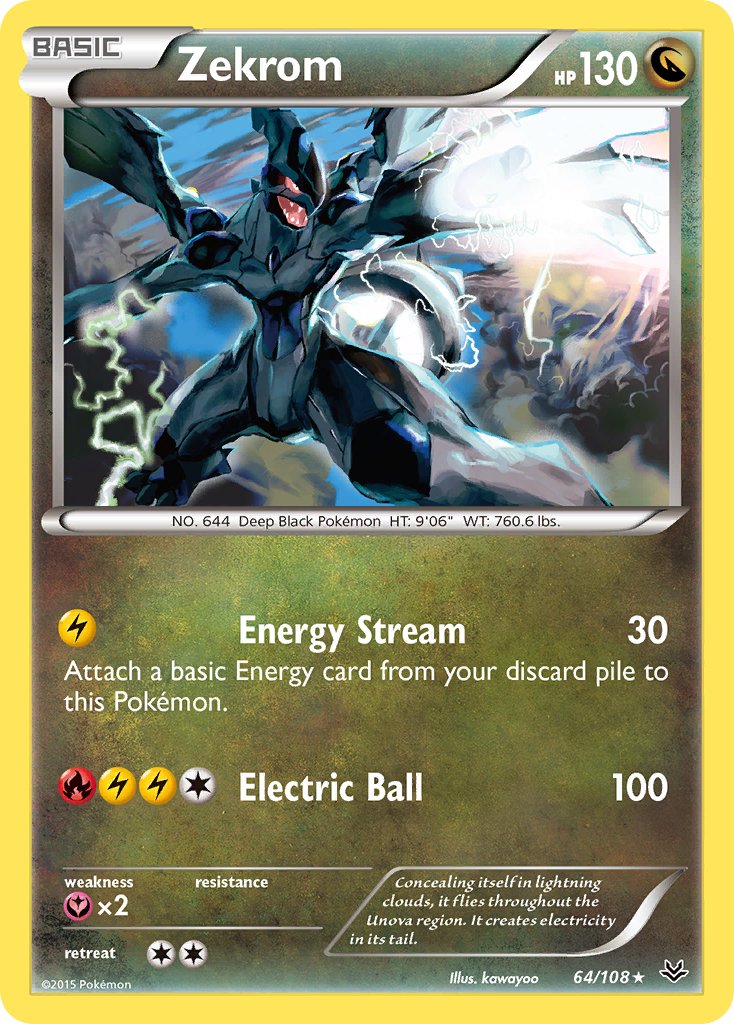 Check the actual price of your Zekrom 64/108 Pokemon card