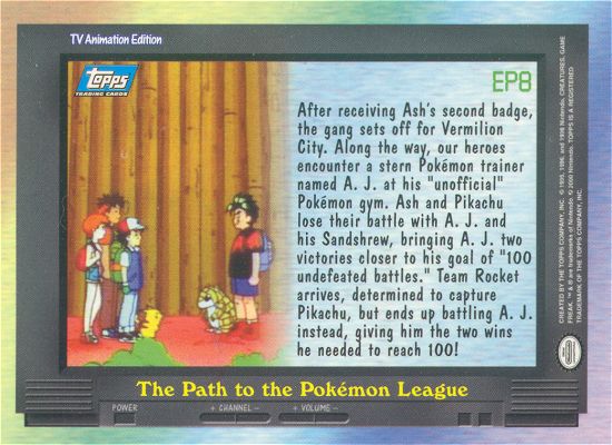 The Path to the Pokémon League - EP8 - Topps - Series 2 - back