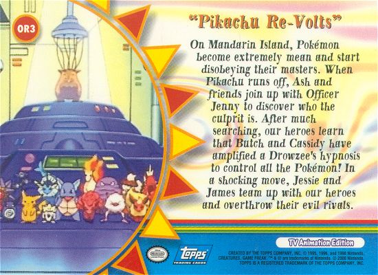 Pikachu Re-Volts - OR3 - Topps - Series 3 - back